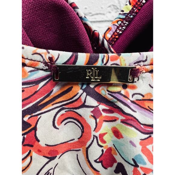 Lauren Ralph Lauren Womens High Cut Multicolor One Piece Bathing Suit Size 10 - Picture 6 of 9